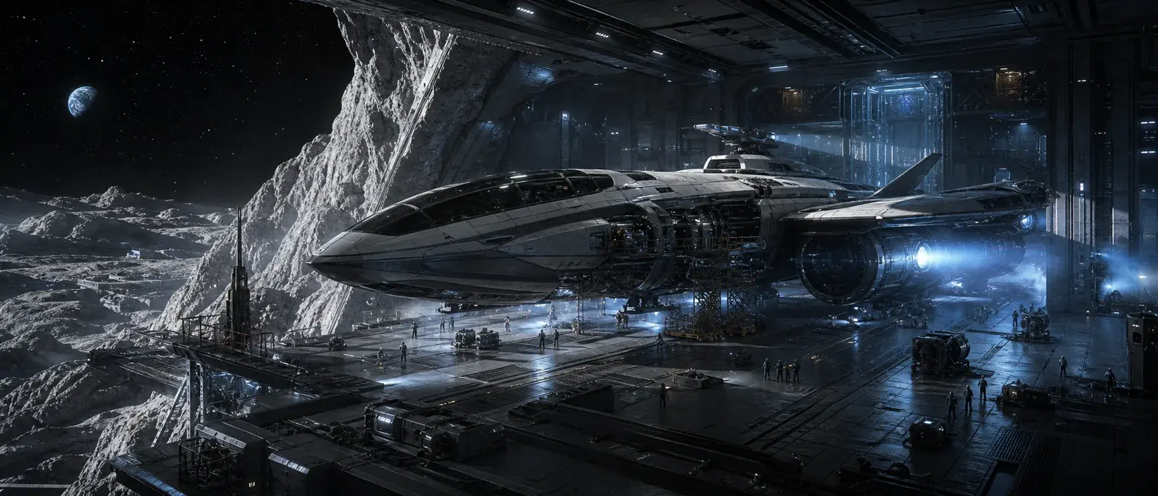 Lunar hangar panorama